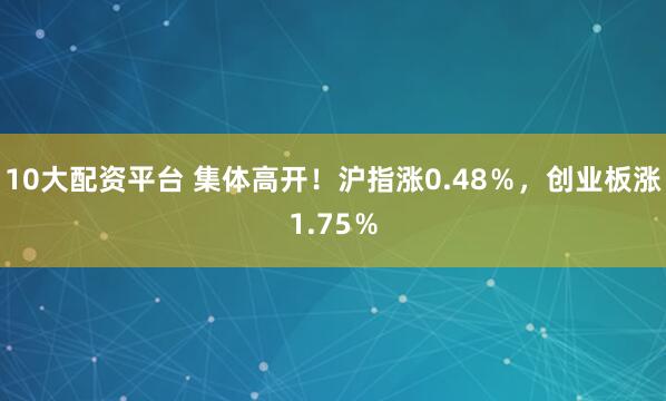 10大配资平台 集体高开！沪指涨0.48％，创业板涨1.75％